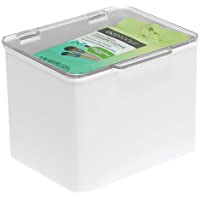 mDesign Cajón de plástico sin BPA – Caja con tapa de diseño apilable- ideal para organizar la cocina- la habitación…